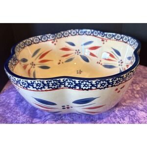 Temptations By Tara Old World Firework Fetti Scalloped Bowl 3 Quart‎ Patriotic